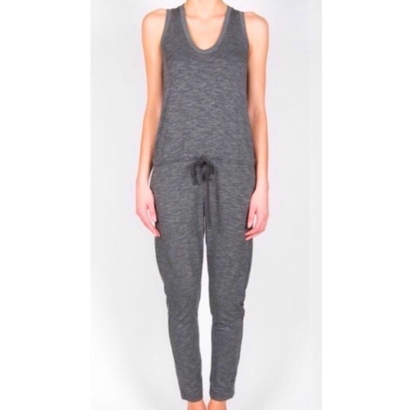Anthropologie Dolan Dark Heathered Gray Drawstring Waist Sleeveless Jumpsuit - Picture 1 of 9